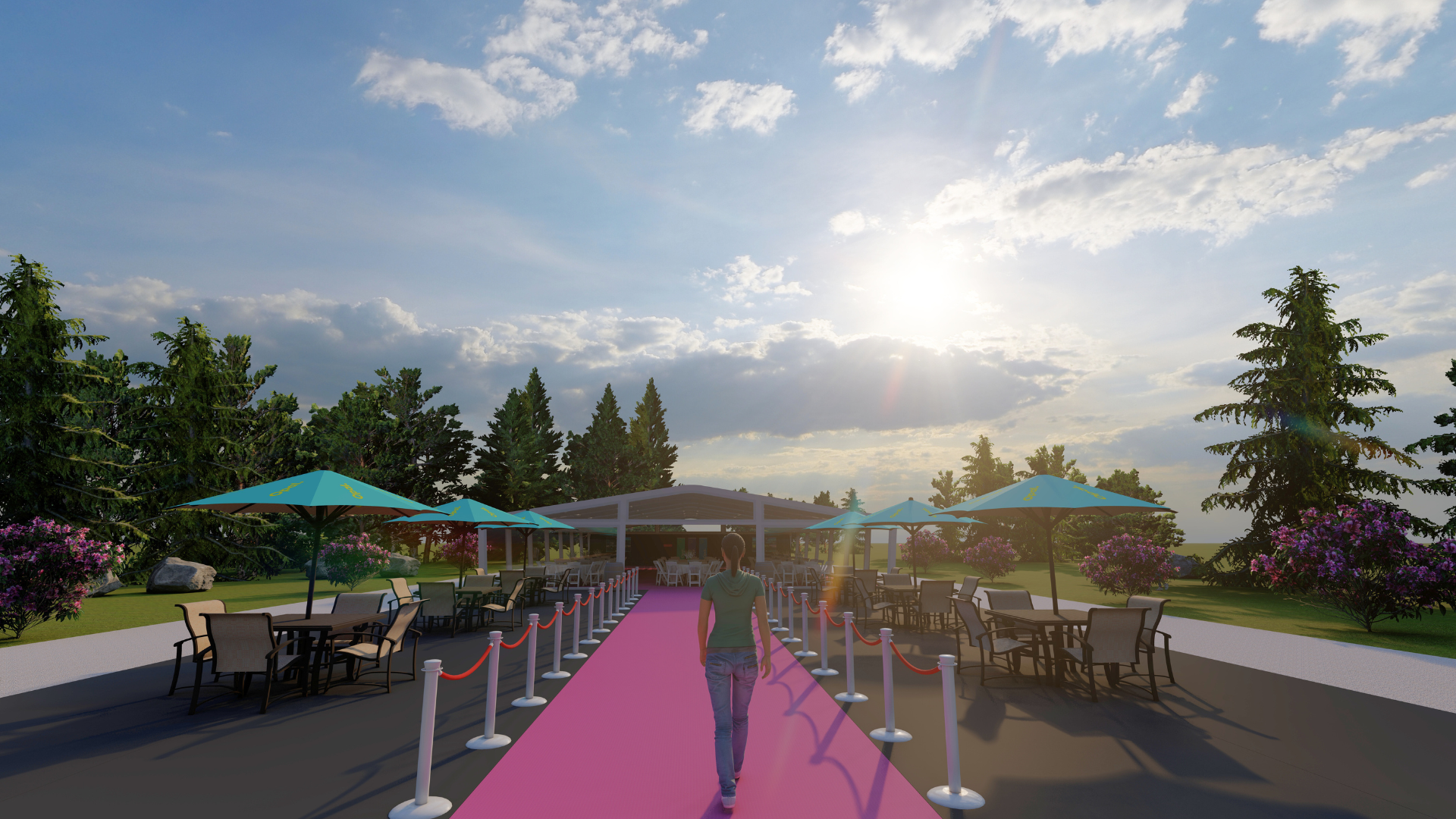 3 D Design Event Big Day Woman Wlaking to the Stage 3 D Design Event Big Day Woman Wlaking to the Stage
